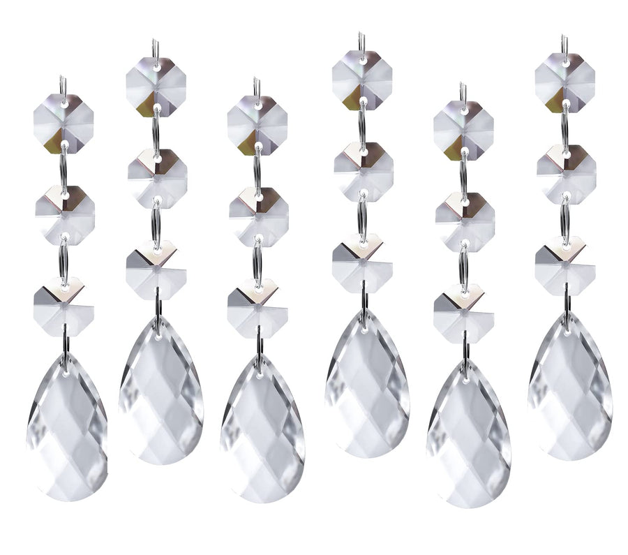 30PCS DIY Teardrop Acrylic Crystal Drop Beads Christmas Ornaments Tree Decorations Garland Chandelier Hanging Crystals for Wedding Party Celebration Decor