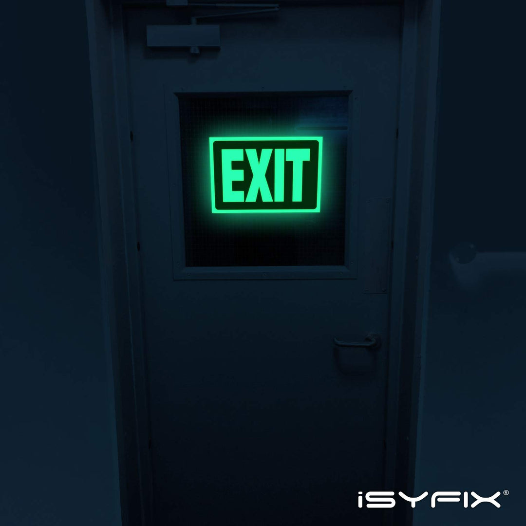 Exit Glow in the Dark Sign Stickers Green – 1 Pack 10x7 Inch – Photoluminescent Vinyl, Laminated for UV, Weather &amp; Fade Resistance, Indoor &amp; Outdoor for Business, School, Office, Warehouse