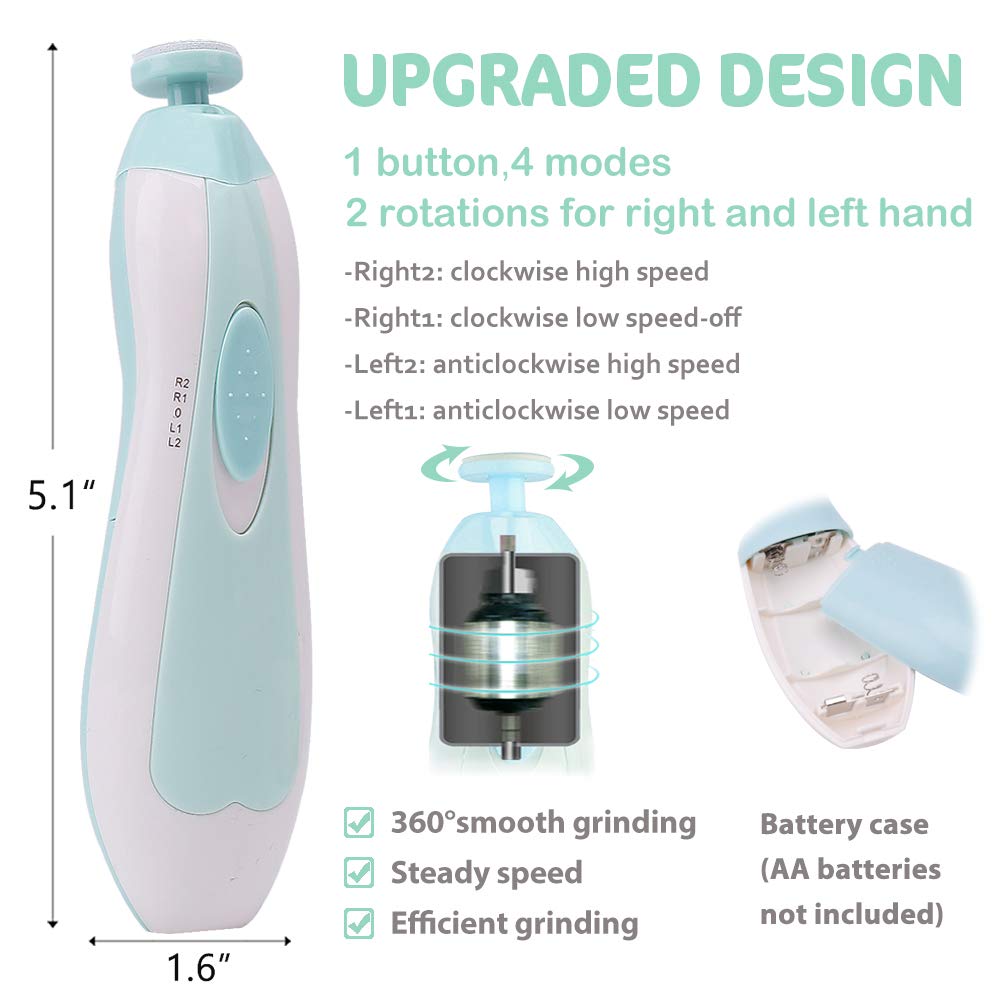 Baby Nail File Baby Nail Clipper for Infant Toddler Kids or Adults Baby Nail File Electric with LED.