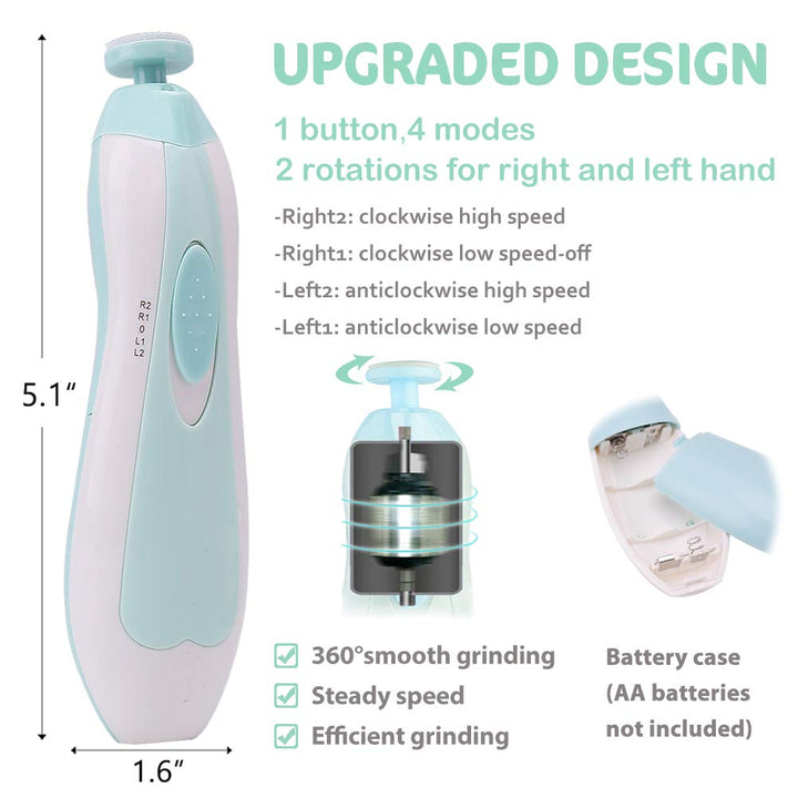 Baby Nail File Baby Nail Clipper for Infant Toddler Kids or Adults Baby Nail File Electric with LED.