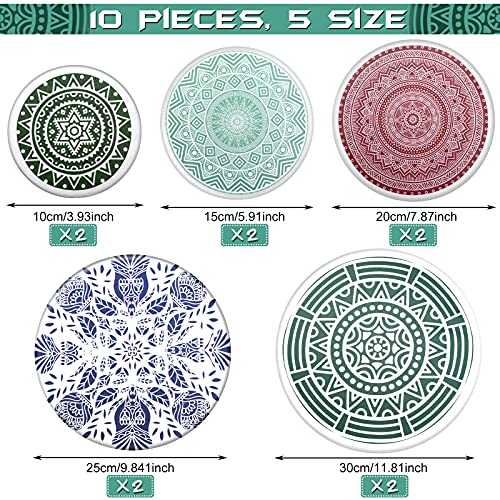 10 Pieces Bowl Covers Reusable in 5 Size Stretch Cloth Fabric Bowl Covers Elastic Food Storage Covers Cotton Bread Bowl Covers Reusable Lids for Food, Fruits, Leftover (Rustic Style)