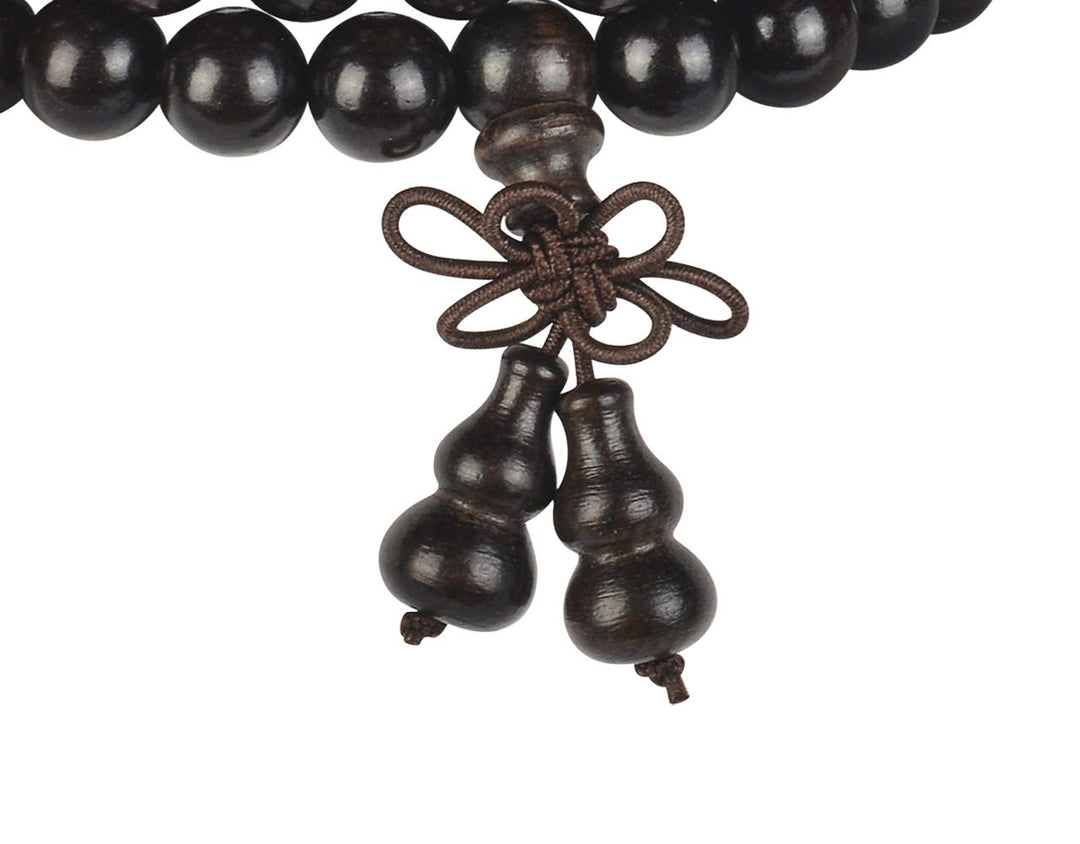 mala beads bracelet 108 8mm Beaded Necklace sandalwood elastic (Gourd - black sandalwood)