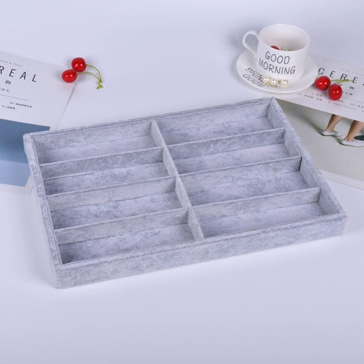 Sunglasses Organizer Tray, 8 Grids Eyeglasses Watch Holder Display Storage Case for Women Men - Gray