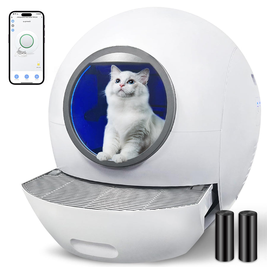 Self-Cleaning Cat Litter Box, Automatic Cat Litter Box for Multi Cats, 60L Smart Litter Box with Mat, APP Control