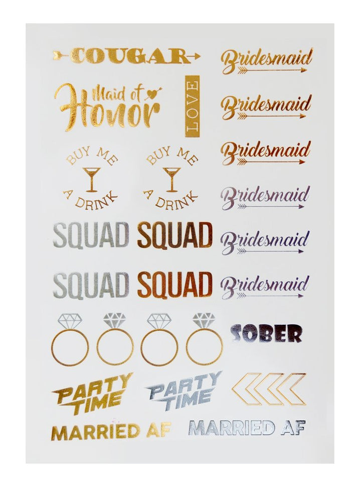 Bachelorette Party Tattoos - Bachelorette Party Favors, Decorations &amp; Supplies - Girl&#39;s Night Out Temporary Flash Tattoos