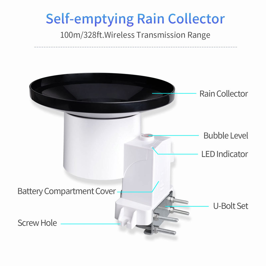 WH5360B Wireless Rain Gauge High Precision Digital 3-in-1 Weather Station with Indoor Thermometer and Hygrometer