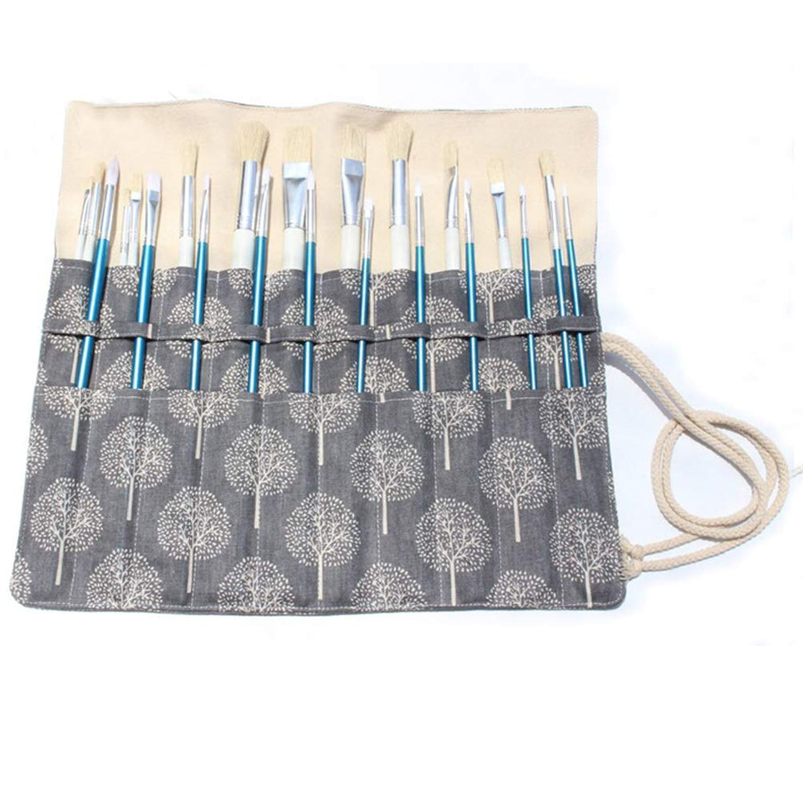 Roll Up Paint Brush Holder Artist Canvas Roll Pouch Bag Makeup Brushes Case Organizer Rollup Protection(15 inch,Without Brushes)