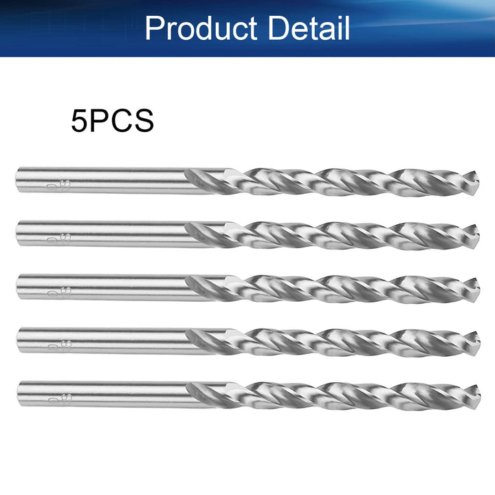 5pcs Twist Drill Bit, 5mm HSS-6542 Straight Shank Drill Bit- 135° Tip, for Metal, Steel, Wood, Plastic, Copper, Aluminum Alloy, Stainless Steel Silver