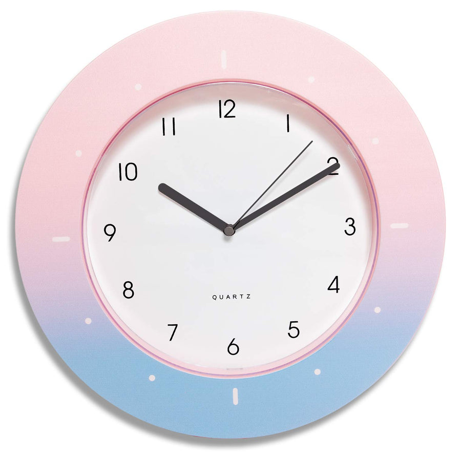 - Pink Ombre Colorful Rainbow Wall Clock for Girl's and Kid's Bedroom Wall Decor. Super Cute, Non-Ticking, Battery Operated and Easy to Read. (12 inch)