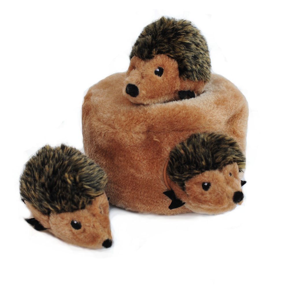 Burrow - Interactive Dog Toys for Boredom - Hide and Seek Dog Toys, Colorful Squeaky Dog Toys for Small &amp; Medium Dogs, Plush Dog Puzzles - Hedgehog Den
