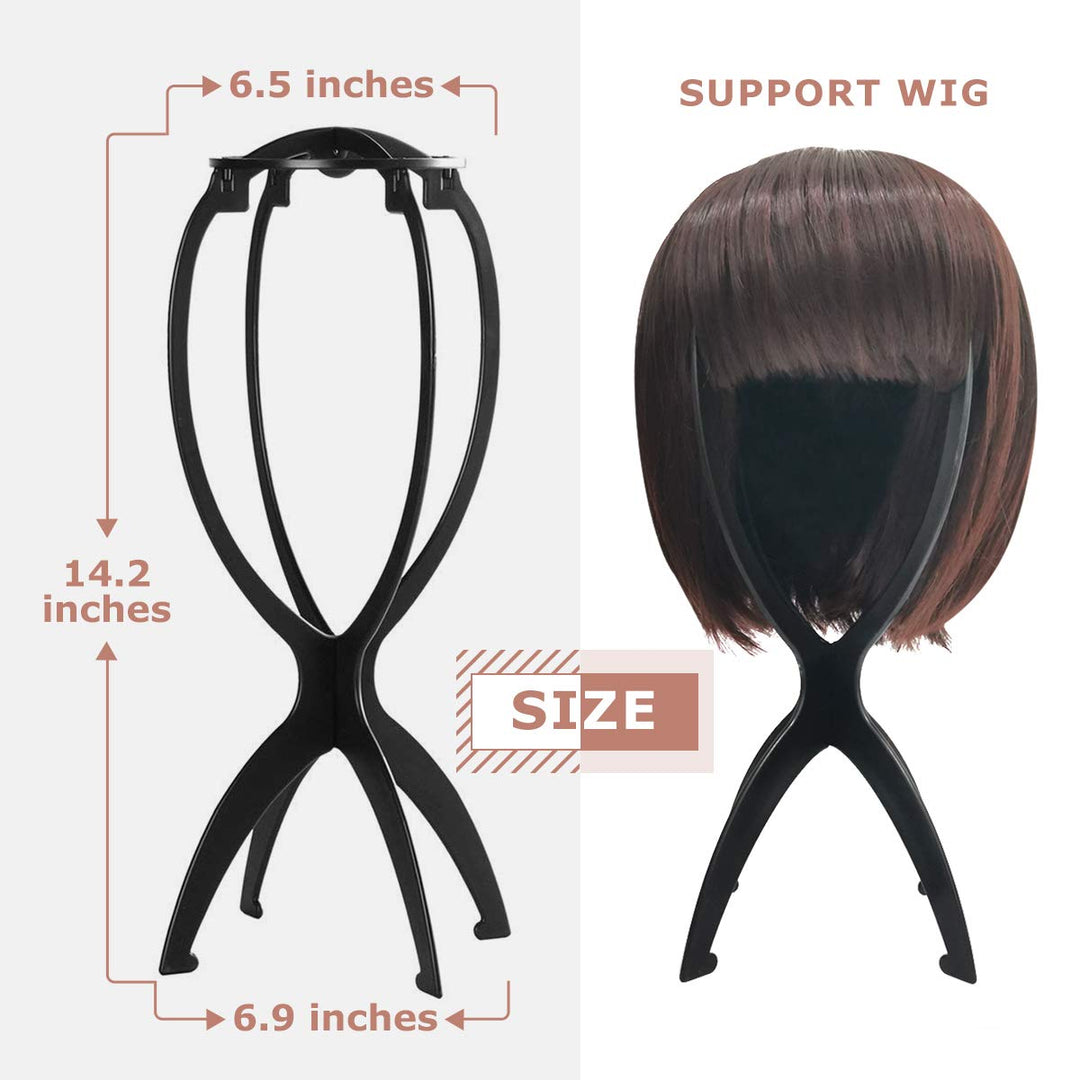 3 Pack Tall Wig Stands for All Wigs, 14.2 Inches Portable Collapsible Wig Dryer, Durable Wig Display Tool, Travel Wig Stands (Black)