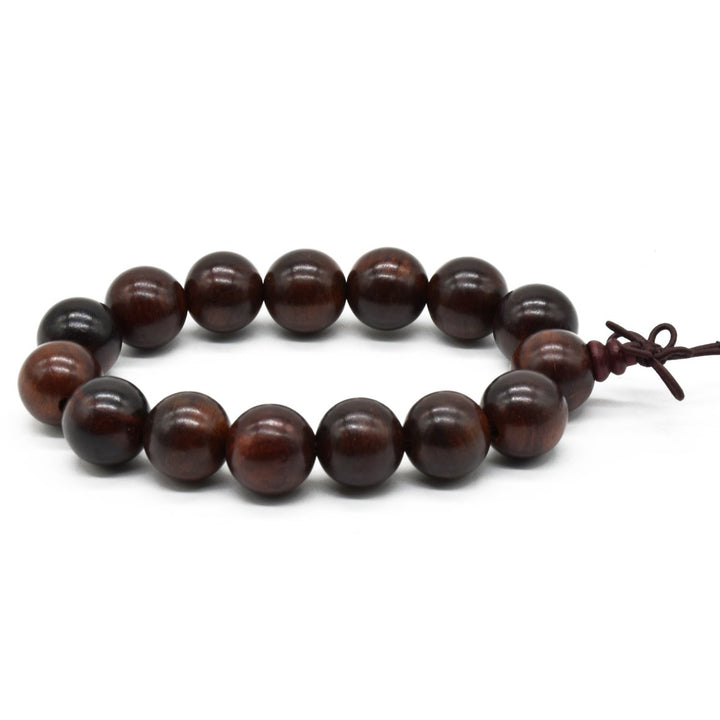 Birsppy Unisex Natural Rosewood Prayer Wooden Beads Fashion Necklace Bracelet Mala Hand on (15mm*15)
