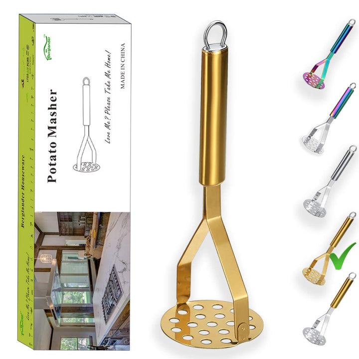Berglander Potato Masher, Heavy Duty Stainless Steel Go