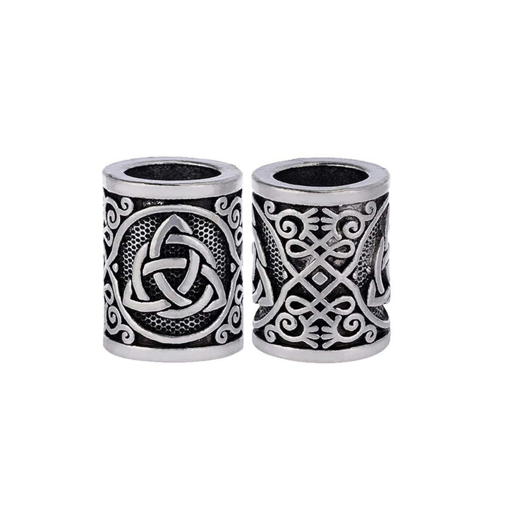 Yahpetes Hair Beard Beads 2 Pcs Celtics Knots Triquetra Viking Beads 0.59X0.47 Viking Rune Beards Sliver Norse Rings Large Viking Beard Beads Metal Beads,Pack 2