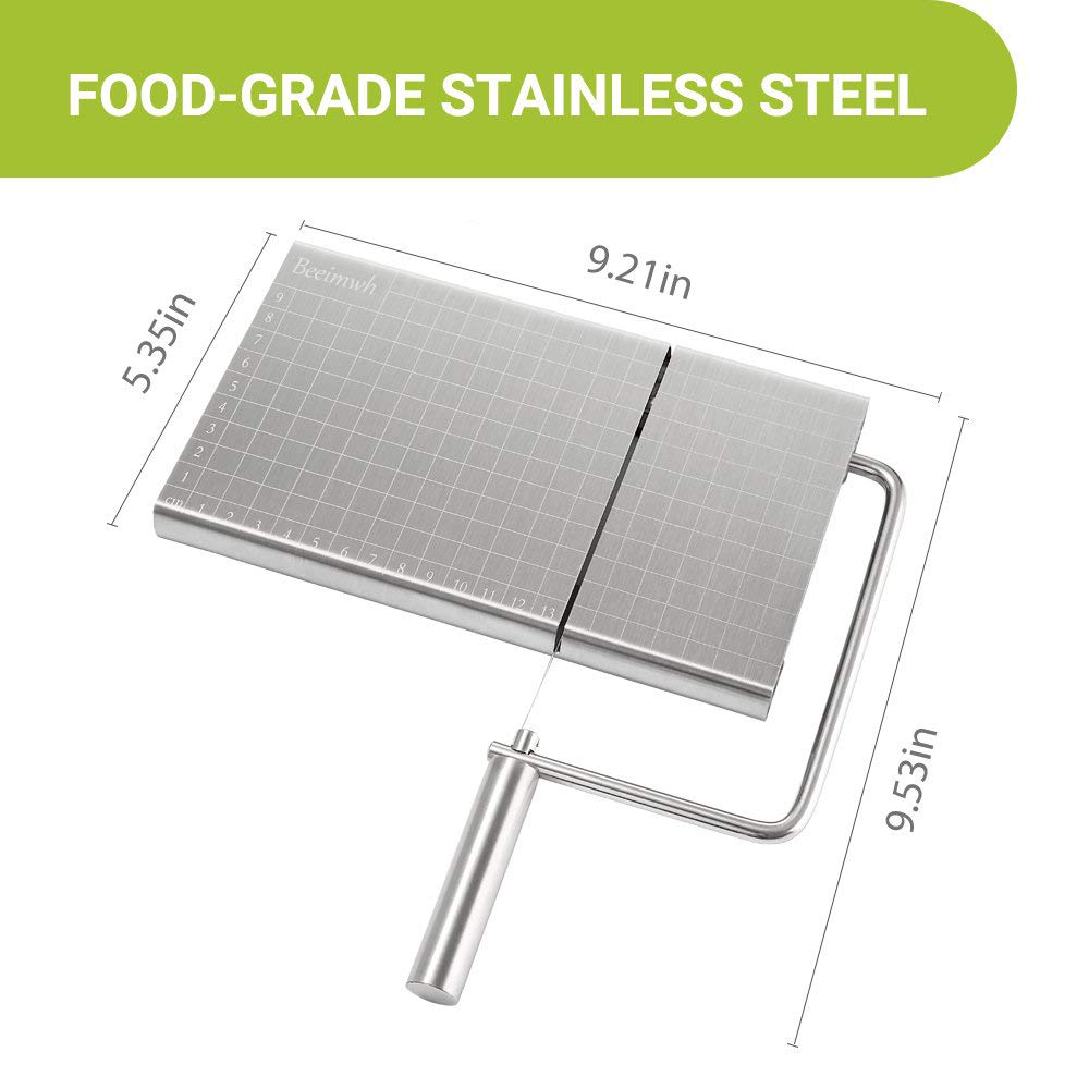 Cheese Slicer,Stainless Steel Cheese Slicer with Accurate Size Scale,Wire Cheese Slicer for Cheese Butter,Equipped with 5 Replaceable Cheese Slicer Wires