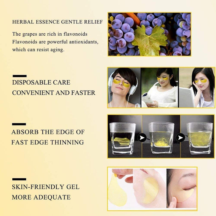 24K Gold Under Eye Mask(30 pairs), Under Eye Patches for Dark Circles, Anti Wrinkle Treatment, Under Eye Gel Pads, Eye Mask for Puffy Eyes- Hydrating