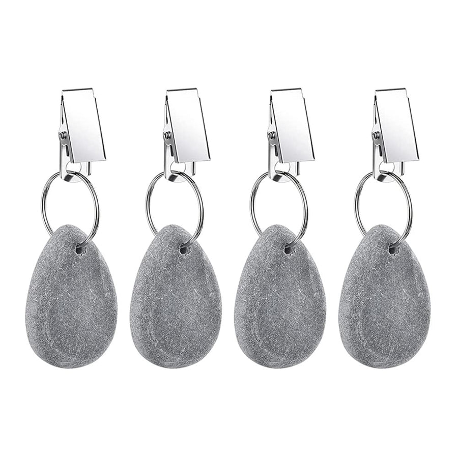 Tablecloth Weights Hangers, Tablecloth Pendant Stone Table Cover Weights with Metal Clips for Outdoor Party Picnic Table Decoration (Grey (6pcs))