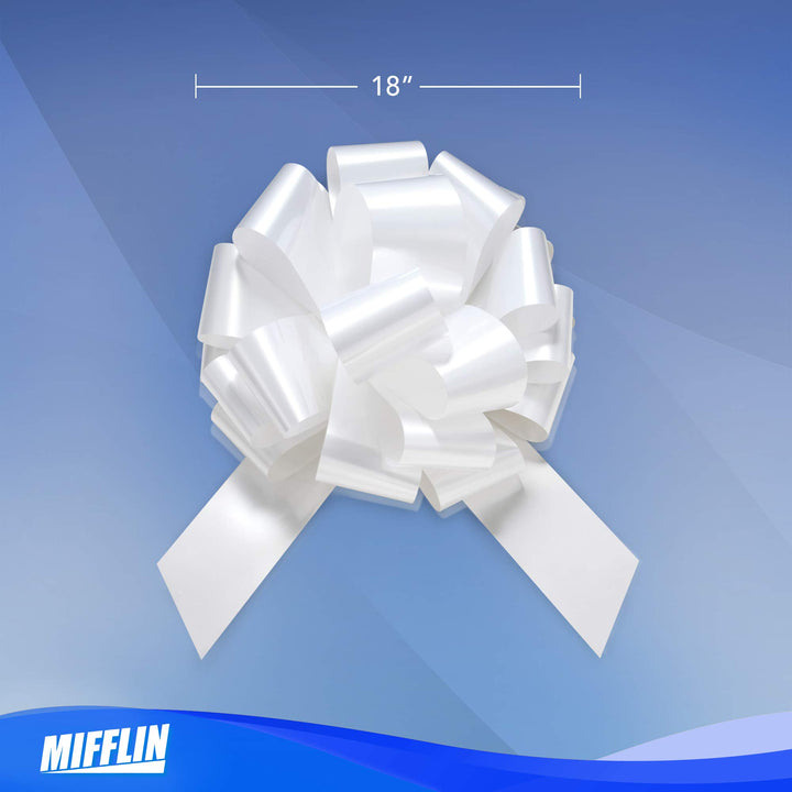 MIFFLIN Big Car Bow (White, 18 inch, 1 Pack), Gift Bow,
