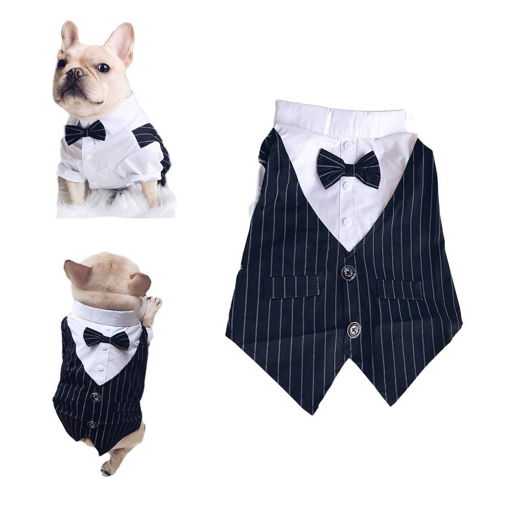 Meioro Pet Clothes Dog Shirt Dog Tuxedo Bow Tie Shirt S