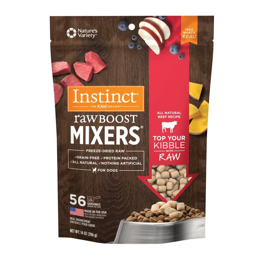 Raw Boost Mixers, Freeze Dried Dog Food Topper, Grain Free Recipe - All Natural Beef, 14 oz. Bag