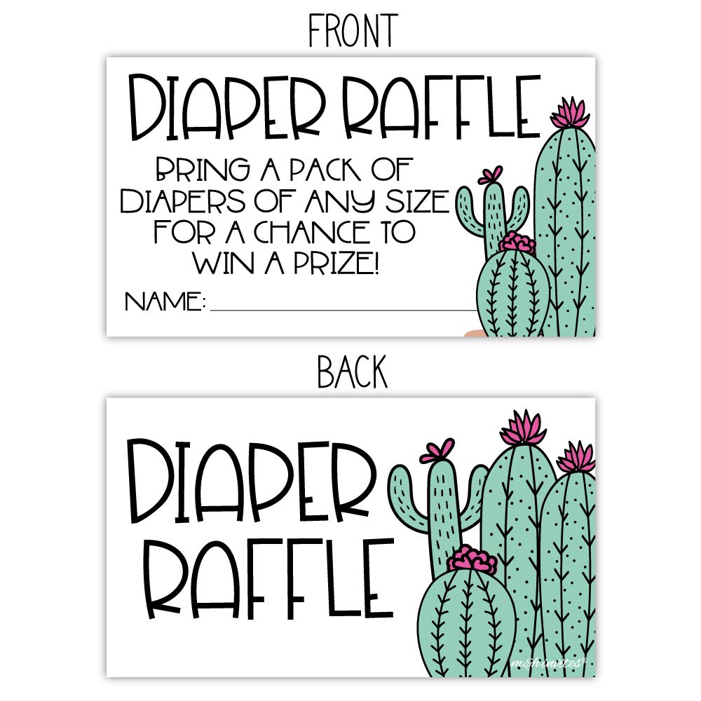 50 Cactus Diaper Raffle Tickets for Baby Shower - Invitation Inserts - Desert Shower Game for Guests