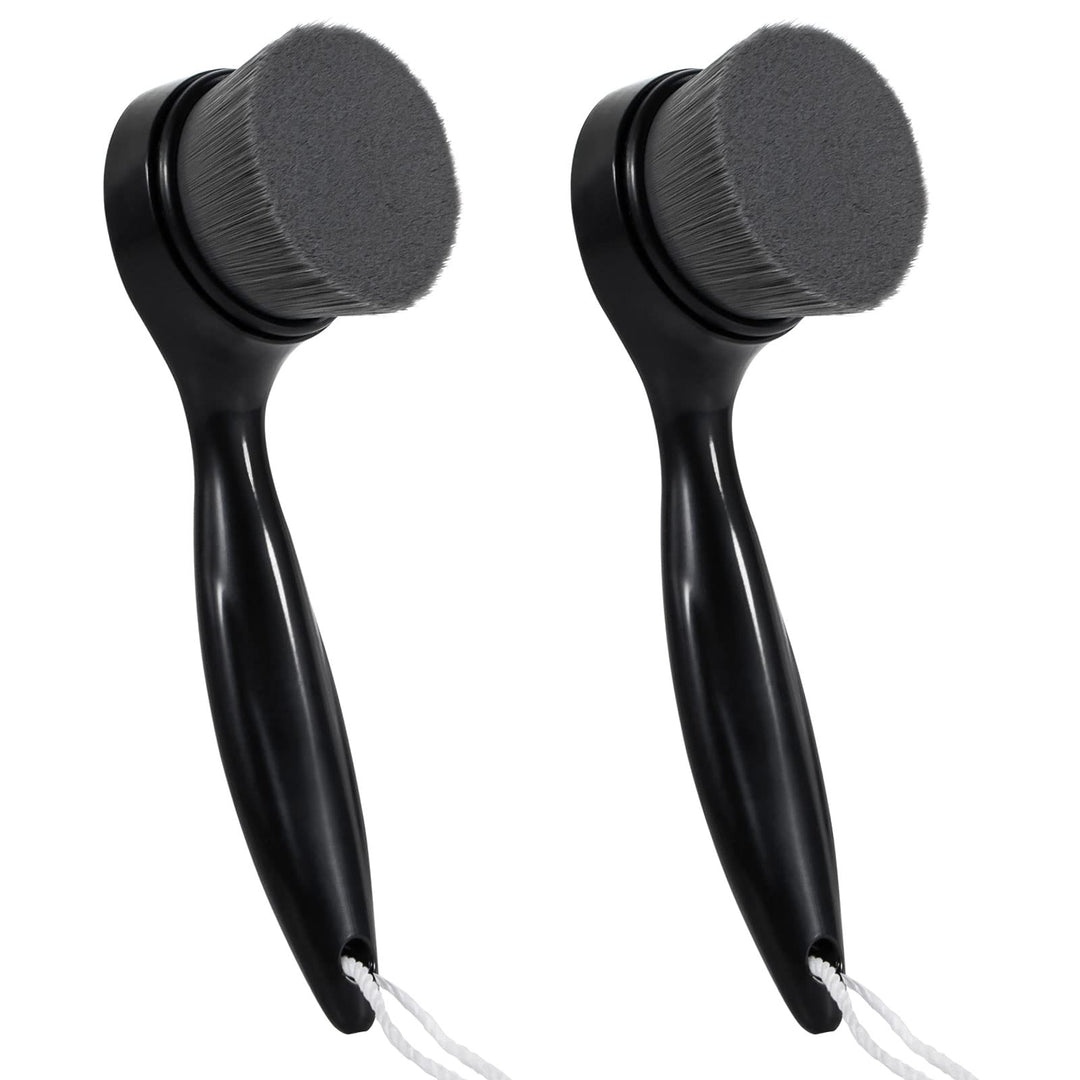 2 Pack Soft Bristle Facial Cleansing Brush for Deep Pore Cleaning, Face Exfoliating Scrub Brush with Bamboo Charcoal Bristle for Face Cleansing Skincare, Massage, Black