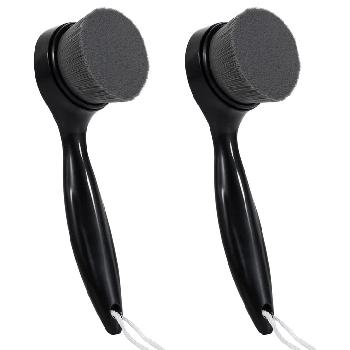 2 Pack Soft Bristle Facial Cleansing Brush for Deep Pore Cleaning, Face Exfoliating Scrub Brush with Bamboo Charcoal Bristle for Face Cleansing Skincare, Massage, Black