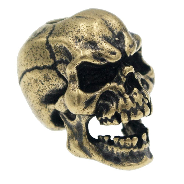 Antique Skull Brass Lanyard Bead DIY Knife Paracord Parachute Cord Beads Copper Keychain Handcrafted Charms (Gold)