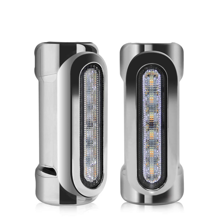 Motorcycle Highway Bar Lights Switchback Driving Crash Bar Lights Motorcycle Driving Lights Led Turn Signal Lights for 1-1/4 inch Crash Bar Touring Driving Lights Bikes (Silver)