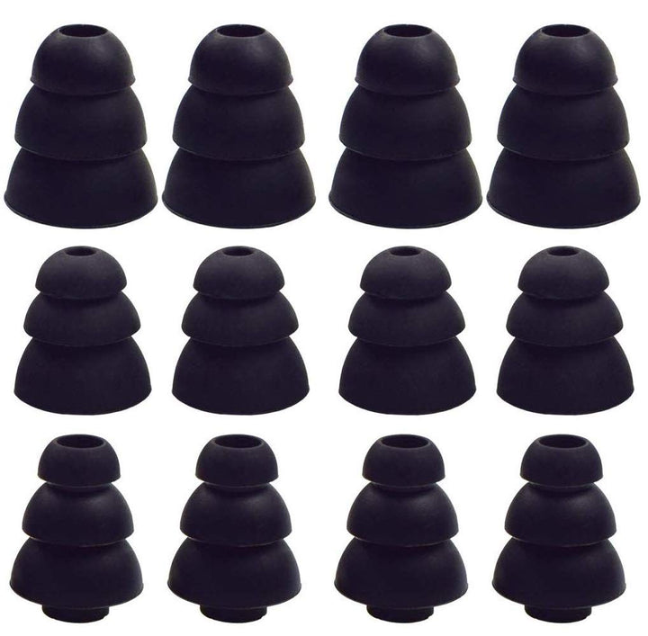 3 Flange Noise Cancelling Triple Flange Eartips Eargels Earpads Ear Tips Gels Bud Compatible with Inside Diameter 4mm-5mm Earbuds in-Ear Earphones(Inner Hole 4mm),S/M/L,6 Pairs, Black 3F6P3