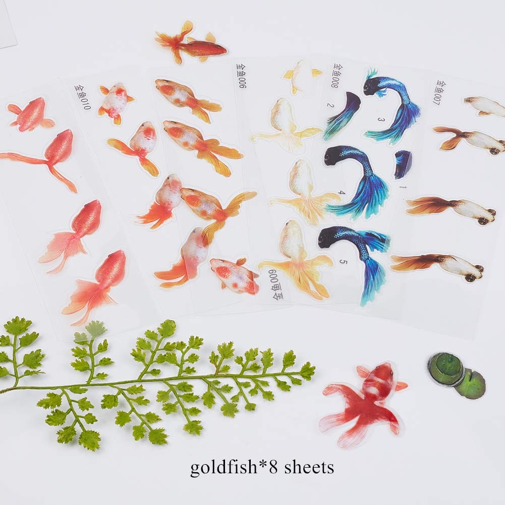 OLYCRAFT 18 Sheets 3D Goldfish Film Stickers Koi Pond P