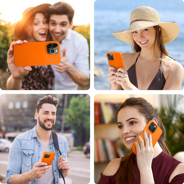 Compatible with iPhone 14 Pro Max Case, Ultra Slim Soft Premium Liquid Silicone [Military Grade Drop Protection] Full-Body Protective Bumper Phone Case for iPhone 14 Pro Max 6.7(2022)- Orange