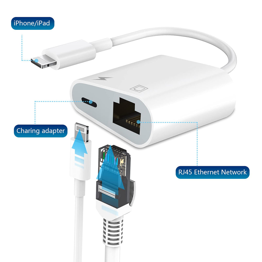 Lightning to Ethernet Adapter, [Apple MFi Certified] 2 
