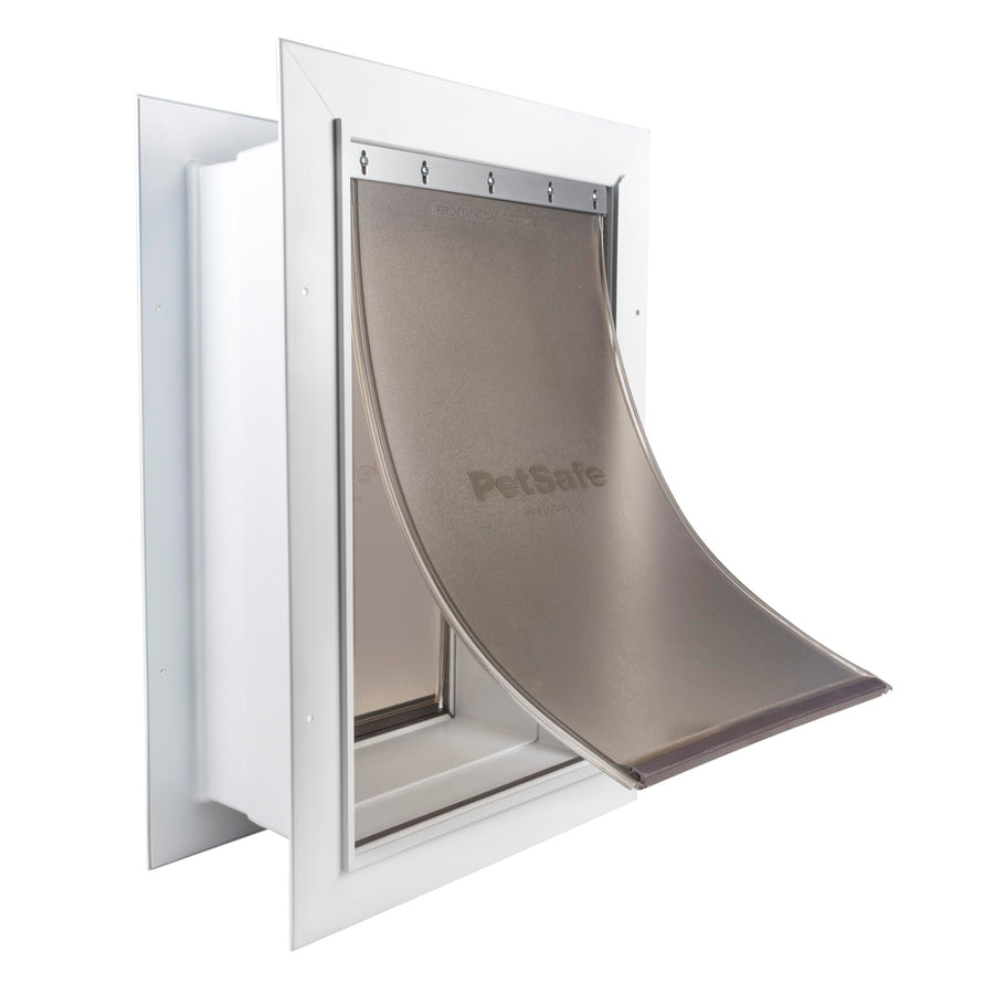 Never Rust Wall Entry Pet Door - Telescoping Frame - Insulates Better Than Metal, Energy Efficient - Interior & Exterior Walls, Weatherproof, Easy to Install & Clean (White - Large)
