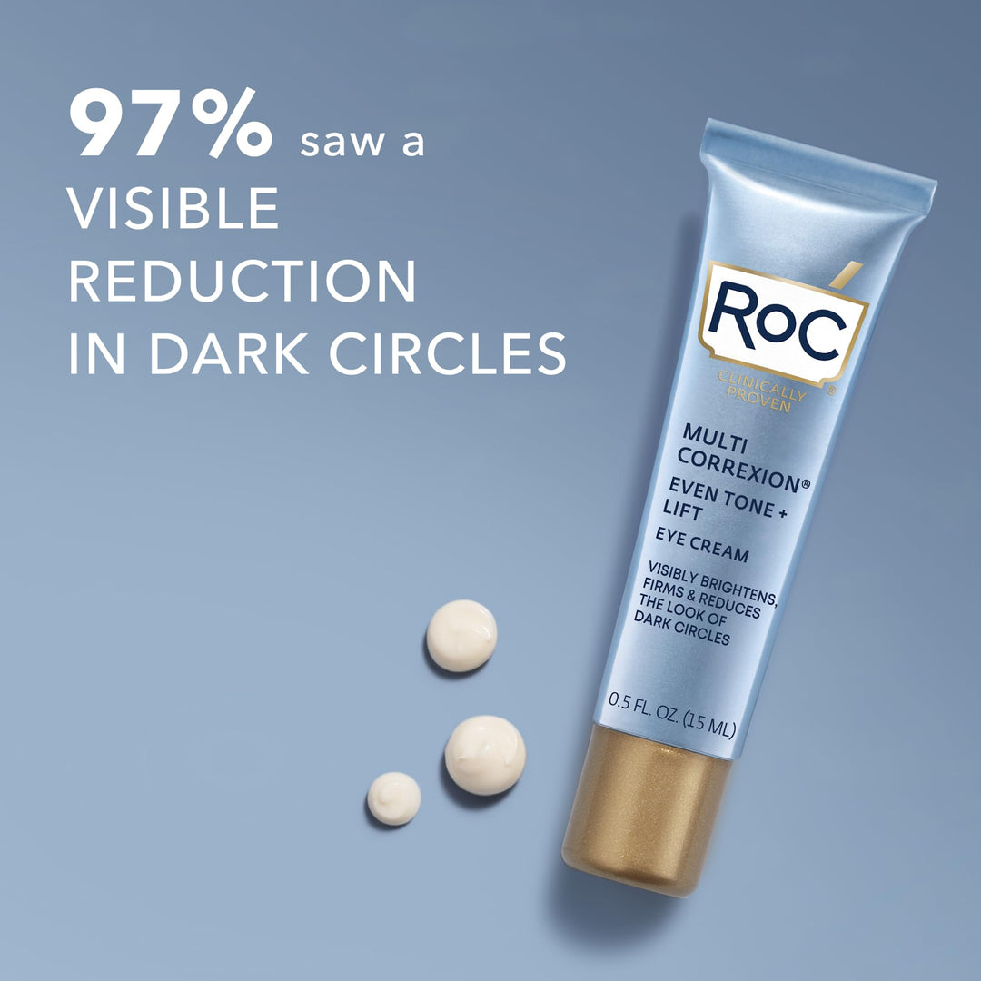 Multi Correxion 5 in 1 Anti-Aging Eye Cream for Puffiness, Under Eye Bags &amp; Dark Circles, Stocking Stuffers for Men &amp; Women, (.5 oz) with Night Cream Packette (Packaging May Vary)