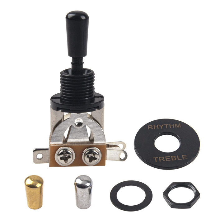 1Set Yootones Guitar Toggle Switch 3-way Pickup Selector with Metal Tip and RHYTHM TREBLE Plate Compatible with Gibon Epiphone Les Paul Electric Guitar Parts Pickup Selector kit (Black)