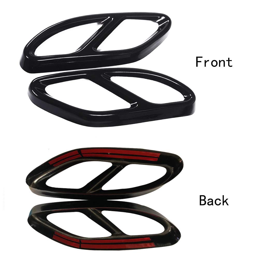 Car Exterior Exhaust Pipe Mufflers Cover Rear Bumper Cylinder Exhaust Pipe Decorate Cover for Mercedes-Benz A B C E CLA GLC GLE GLS Class W205 W213 X253 (Black)