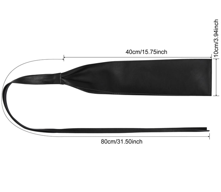 Women&#39;s Bowknot Faux Leather Wrap Around Self Tie Obi Cinch Waist Band Boho Belt,Black,One Size