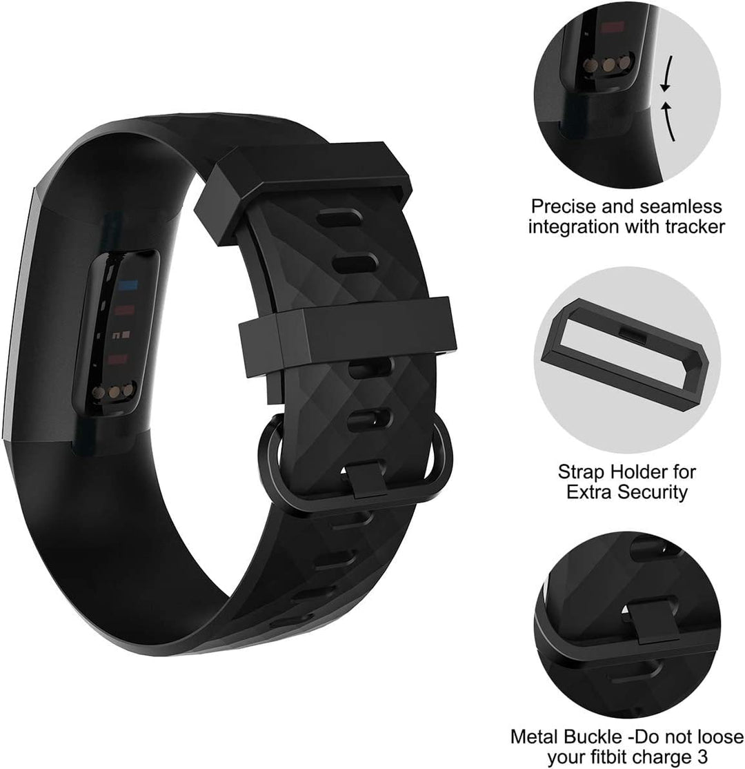 4 Pack Bands for Fitbit Charge 4/ Fitbit Charge 3/ Charge3 SE, Soft Waterproof Replacement Wristbands for Women Men Small Large