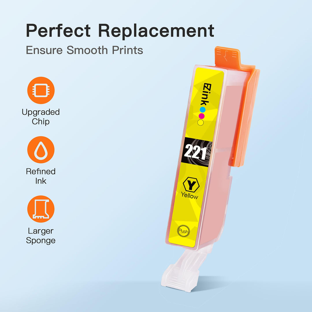 Compatible Ink Cartridge Replacement for Canon PGI220 PGI-220 CLI221 CLI-221 to use with MX870 MX860 MP620 MP560 MP980 (4 Large Black, 4 Cyan, 4 Magenta, 4 Yellow, 4 Small Black) 20 Pack