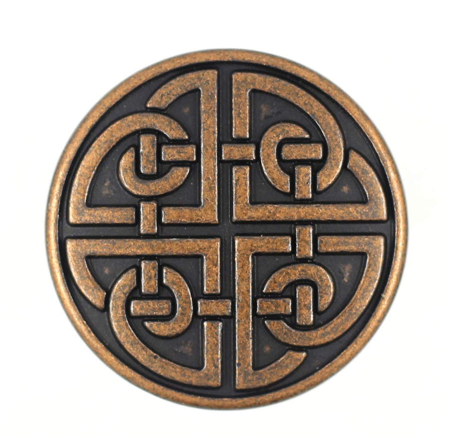 Bezelry 10 Pieces Celtic Shield Knot Metal Shank Buttons. 25mm (1 inch) (Antique Copper)
