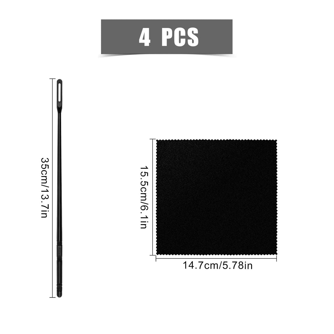 4pcs Flute Cleaning Kit, 2pcs Flute Cleaning Rod and 2pcs Flute Cleaning Cloth Flute Cleaning Swabs Flute Cleaning Supplies for Flute Cleaning and Polishing (Black)