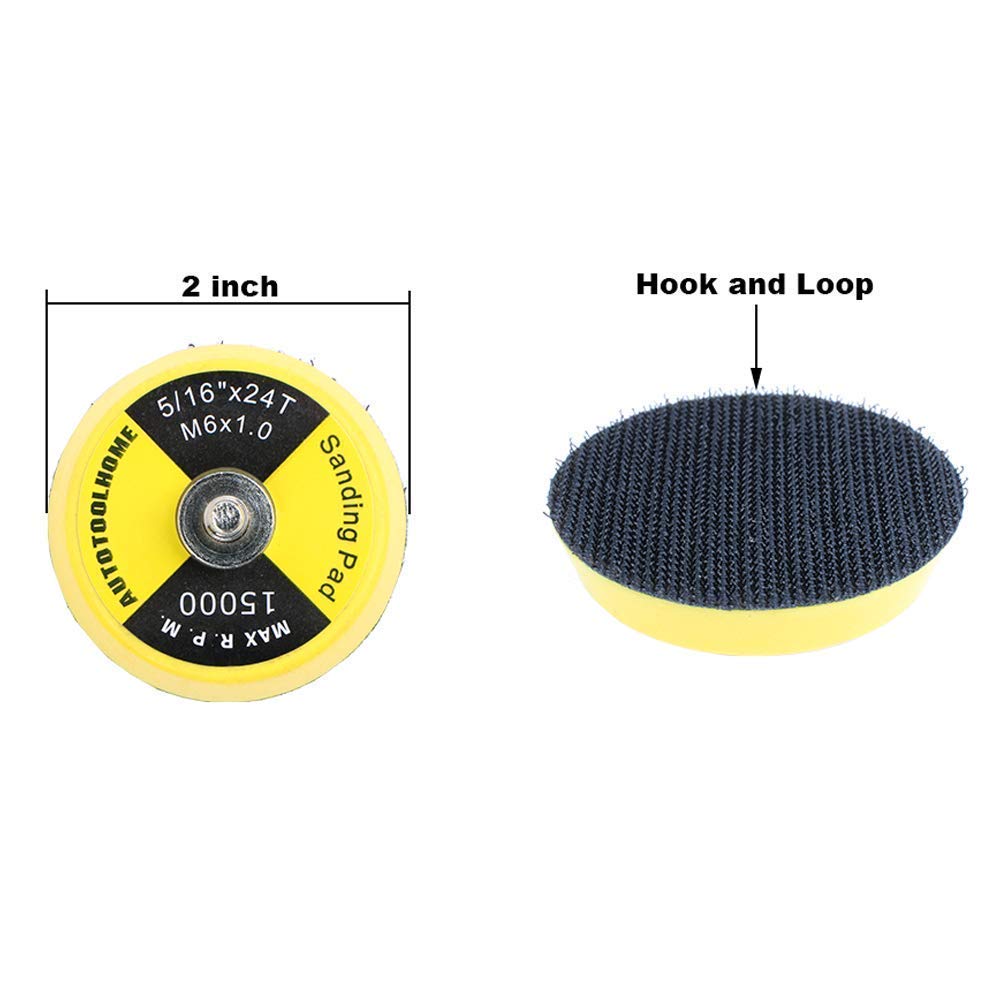 2 Inch/50mm Hook and Loop Sanding Pad Sanding Disc Replacement Pad with 1/8 Mandrel Drill Attachment 9 Pack