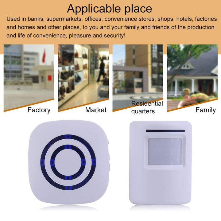 Door Chime,Wireless Business Door Motion Sensor Detector Smart Visitor doorbell Home Security Driveway Alarm with 1 Plug-in Receiver and 1 PIR Detector Weatherproof(White)