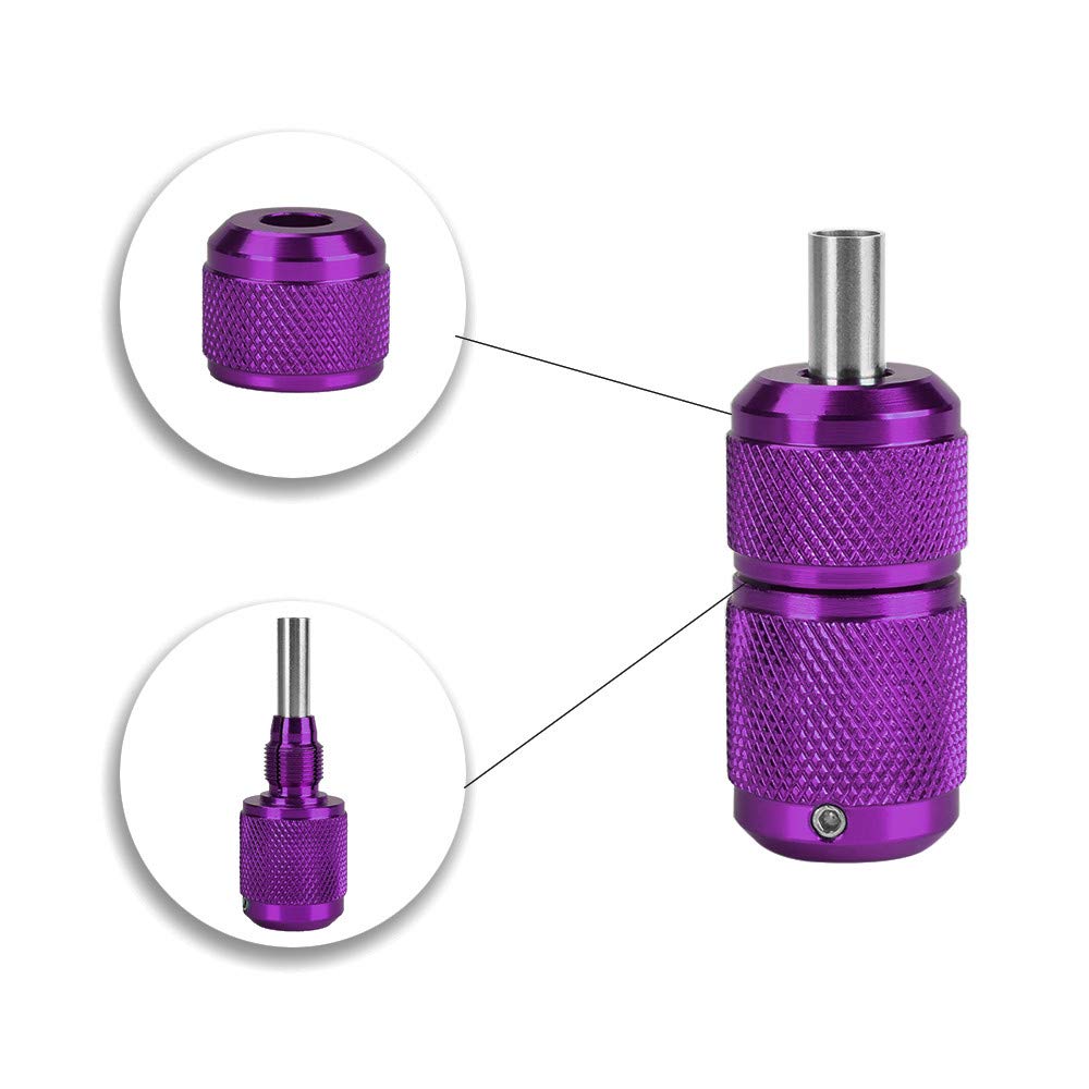 25mm Tattoo Grips Tubes Self-lock Aluminum Alloy Tattoo Gun Grip Auto Self Locking Handle for Tattoo Machine Supply Body Art Tattoo Machine Parts Grips (Purple)