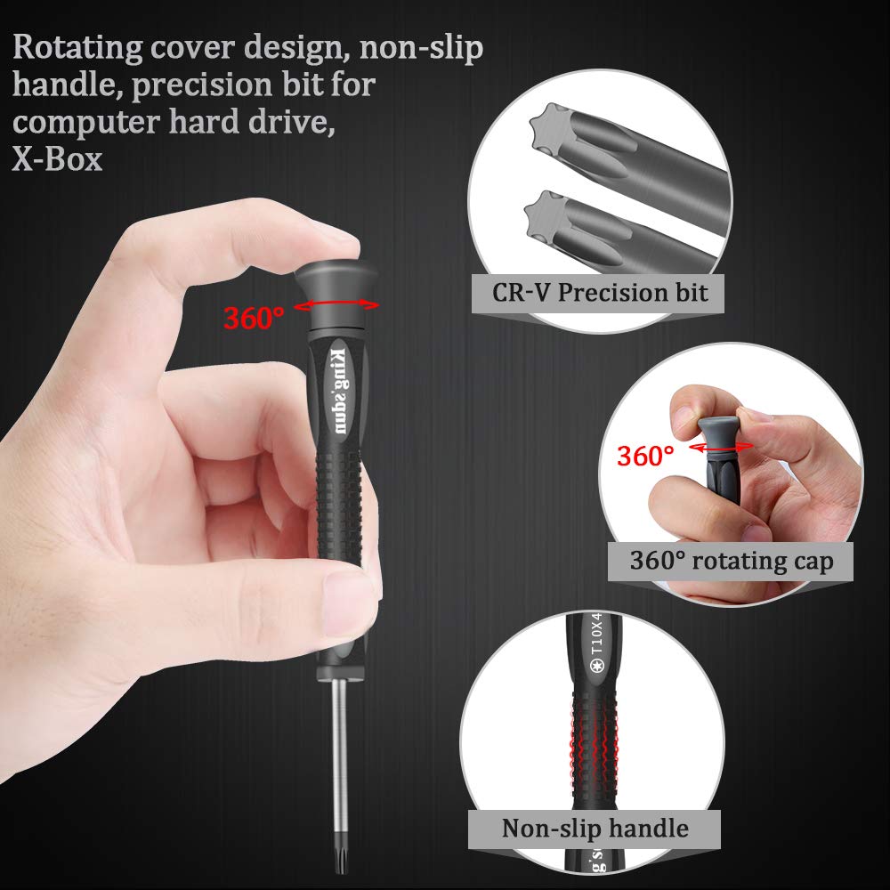 12 in 1 Torx Screwdriver Sets, Magnetic Precision Screwdrivers with T3 T4 T5 Torx 6 T7 T8 T10 Repair Kit, ESD Tweezers & Philip Slotted Star Screwdrivers for Camera/Mac/Computer/Xbox/PS4