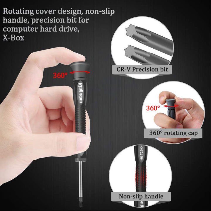 12 in 1 Torx Screwdriver Sets, Magnetic Precision Screwdrivers with T3 T4 T5 Torx 6 T7 T8 T10 Repair Kit, ESD Tweezers & Philip Slotted Star Screwdrivers for Camera/Mac/Computer/Xbox/PS4