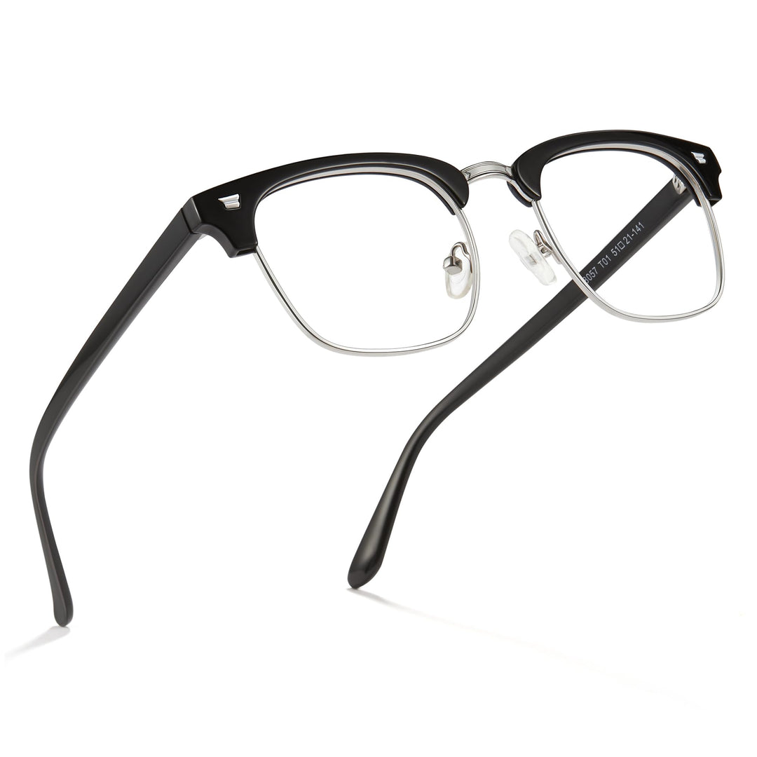 Cyxus Blue Light Glasses Men Retro Semi Rimless Clear B