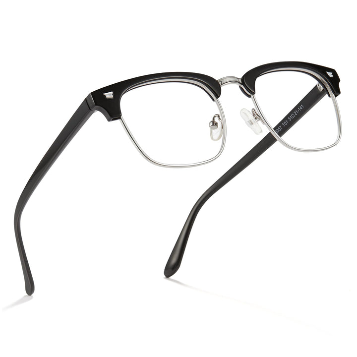 Cyxus Blue Light Glasses Men Retro Semi Rimless Clear B