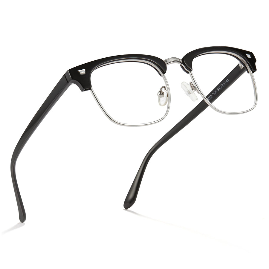 Cyxus Blue Light Glasses Men Retro Semi Rimless Clear B